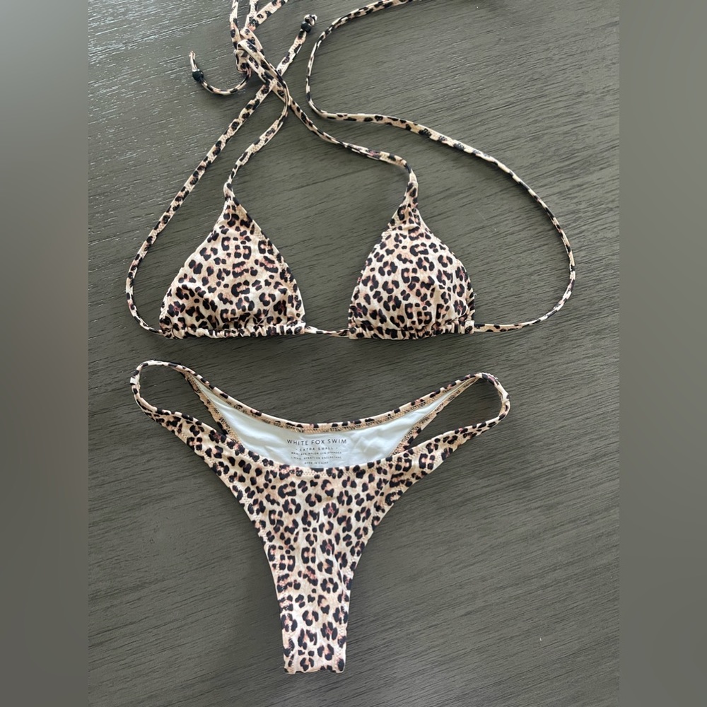 White Fox swim cheetah bikini